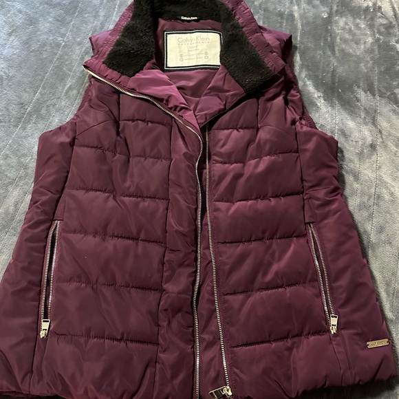 Calvin Klein Women's Purple Matte Shine  Puffer Vest Jacket Coat Size Large - Picture 3 of 9